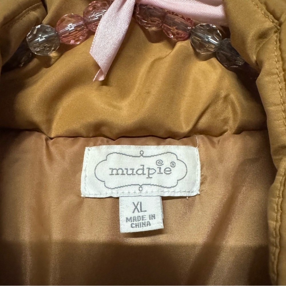 Mud Pie puffer vest Tan light brown snap buttons pockets - Picture 4 of 8
